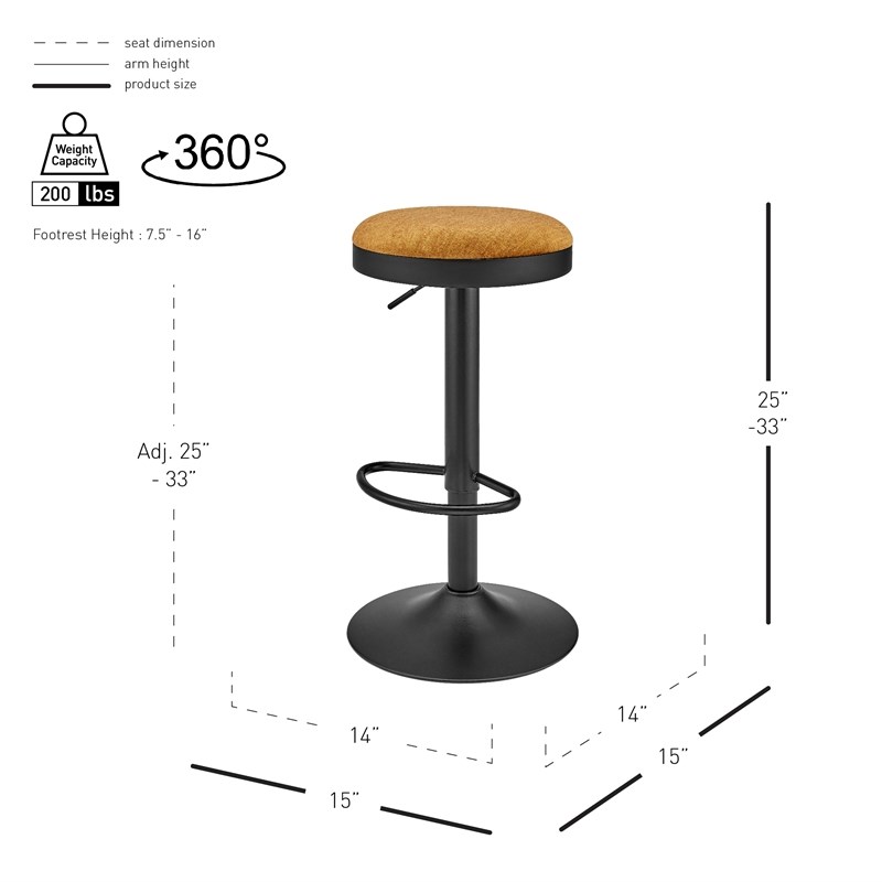 New Pacific Direct Juno Velvet Gaslift Swivel Bar Stool in Amber (Set of 2)