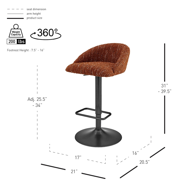 New Pacific Direct Jorrell Fabric Gaslift Swivel Bar Stool (Set of 2)