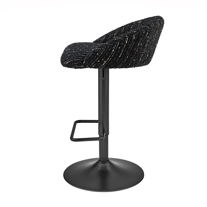 NPD Furniture Jorrell Fabric Gaslift Swivel Bar Stool in Black (Set of 2)
