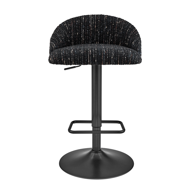 NPD Furniture Jorrell Fabric Gaslift Swivel Bar Stool in Black (Set of 2)