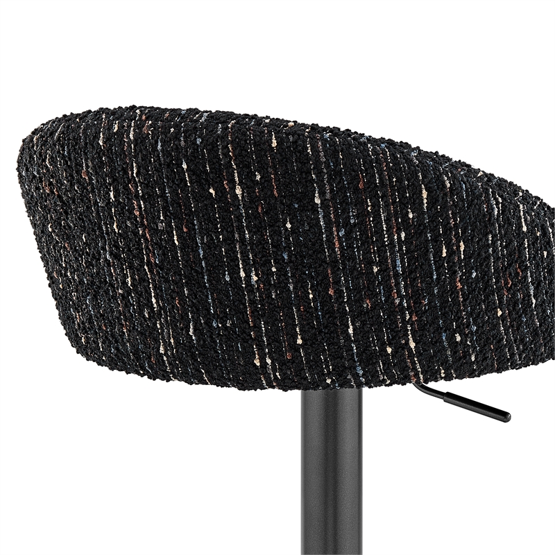 NPD Furniture Jorrell Fabric Gaslift Swivel Bar Stool in Black (Set of 2)