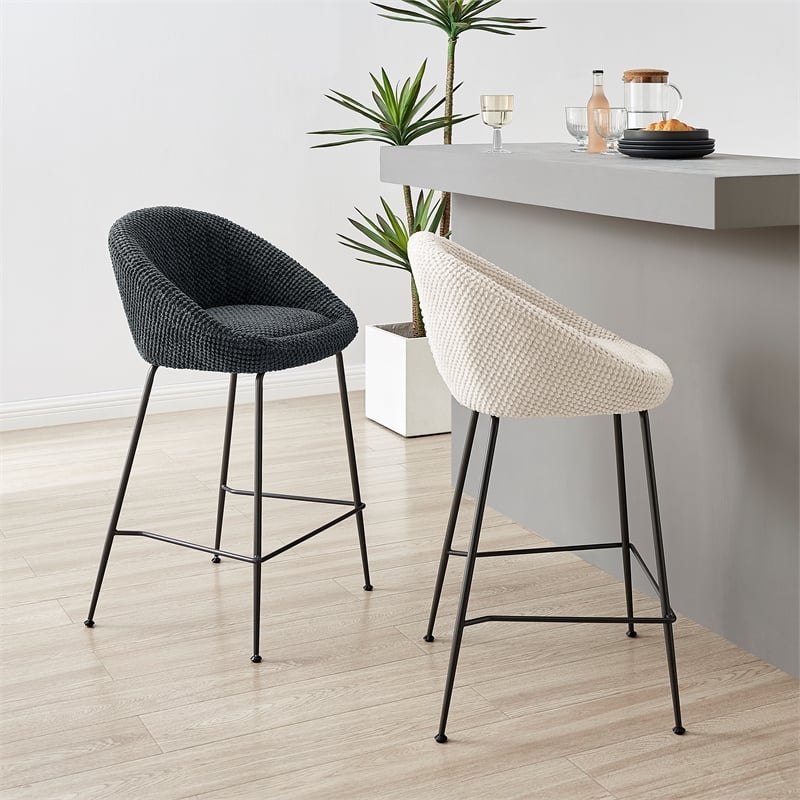 New Pacific Direct Watson Fabric Counter Stool in Georgia Cream (Set of 2)