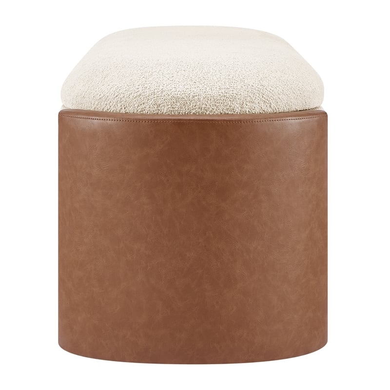 NPD Furniture Alyssa Fabric/PU Storage Bench in Beige/Vintage Cider