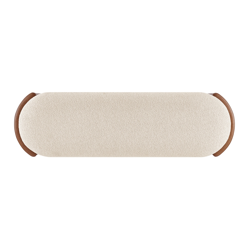 NPD Furniture Alyssa Fabric/PU Storage Bench in Beige/Vintage Cider
