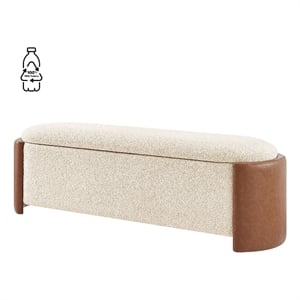 NPD Furniture Alyssa Fabric/PU Storage Bench in Beige/Vintage Cider