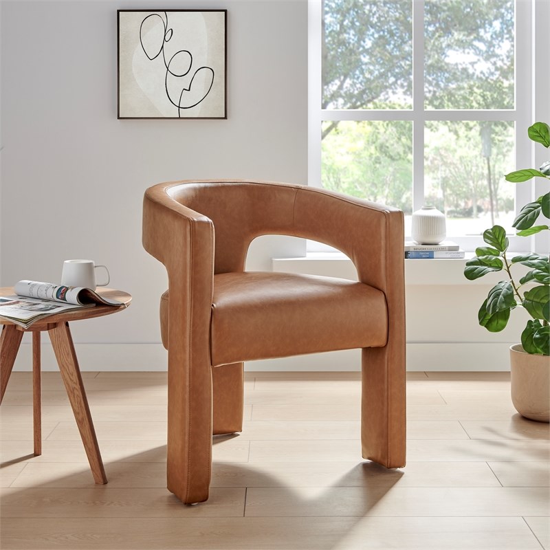 NPD Furniture Sherlyn Faux Leather Dining Side Chair in Vintage Cider