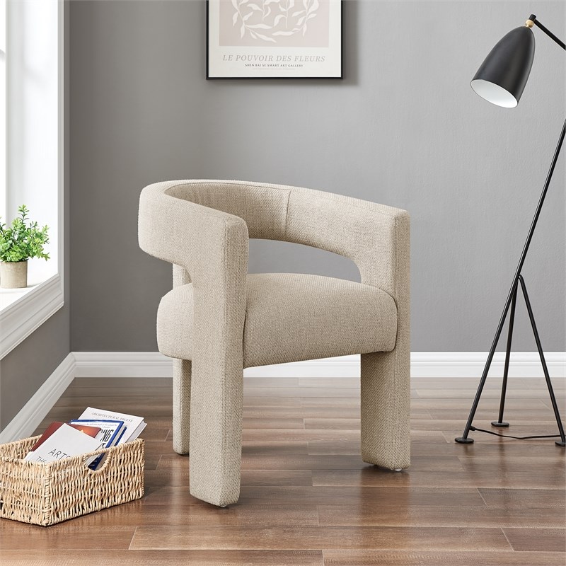 NPD Furniture Sherlyn Fabric Dining Side Chair in Barley Beige