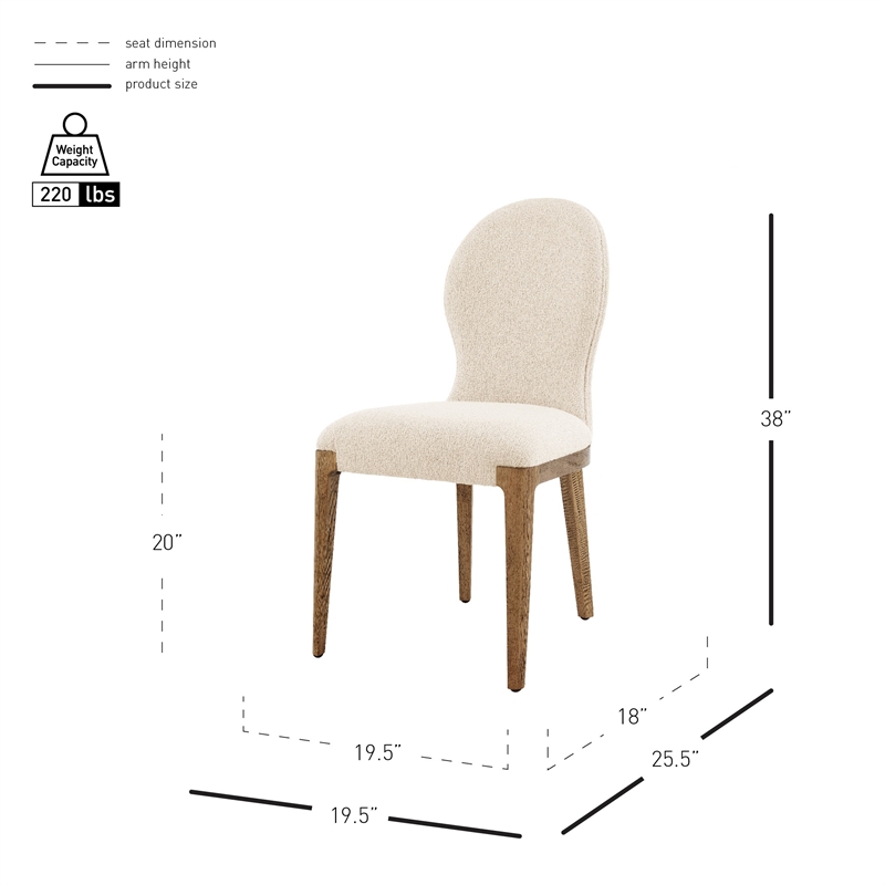 NPD Furniture Eldoris Fabric Dining Side Chair in Beige (Set of 2)