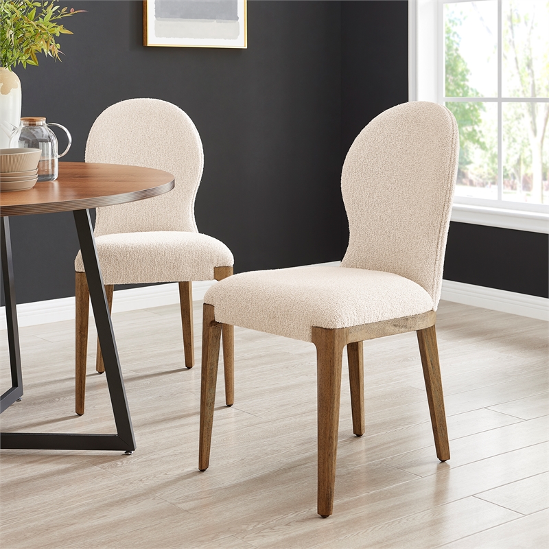 NPD Furniture Eldoris Fabric Dining Side Chair in Beige (Set of 2)