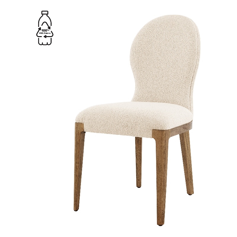 NPD Furniture Eldoris Fabric Dining Side Chair in Beige (Set of 2)