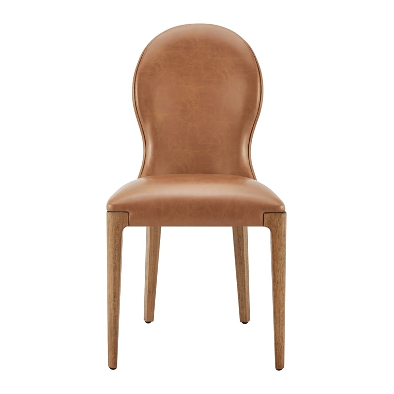 NPD Furniture Eldoris PU Dining Side Chair in Borneo Chocolate (Set of 2)
