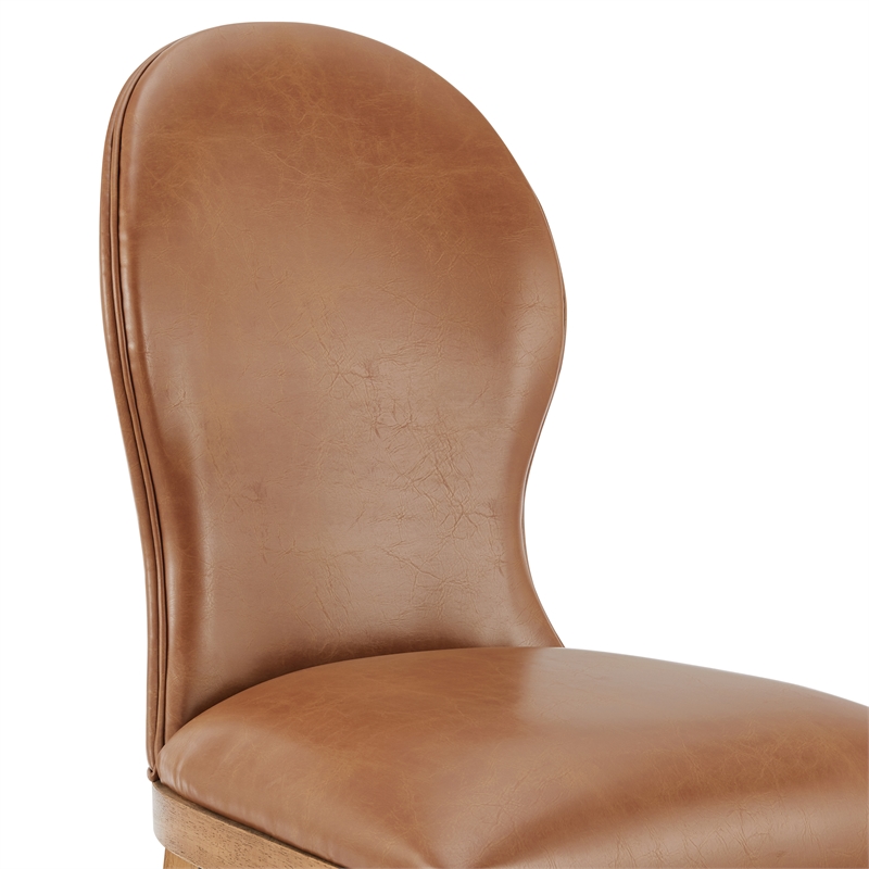 NPD Furniture Eldoris PU Dining Side Chair in Borneo Chocolate (Set of 2)