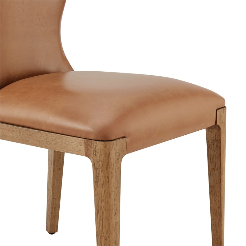 NPD Furniture Eldoris PU Dining Side Chair in Borneo Chocolate (Set of 2)