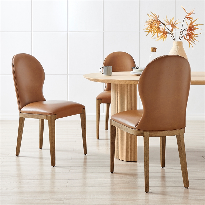 NPD Furniture Eldoris PU Dining Side Chair in Borneo Chocolate (Set of 2)