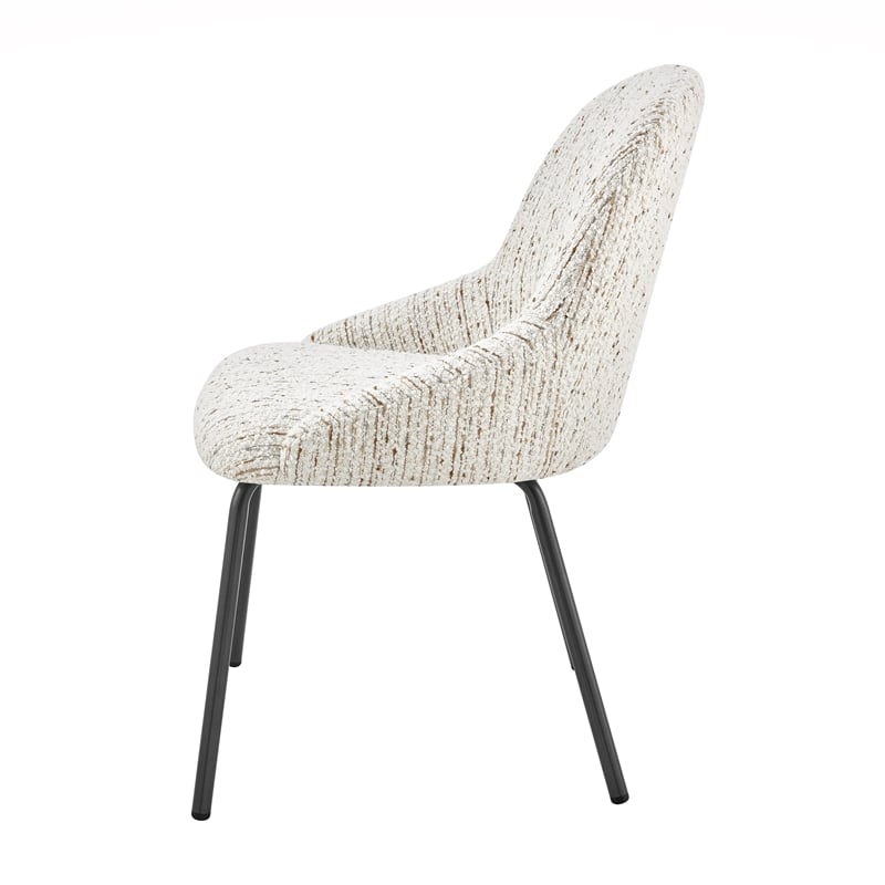NPD Furniture Katrisa Fabric Dining Side Chair in Zenith White (Set of 2)