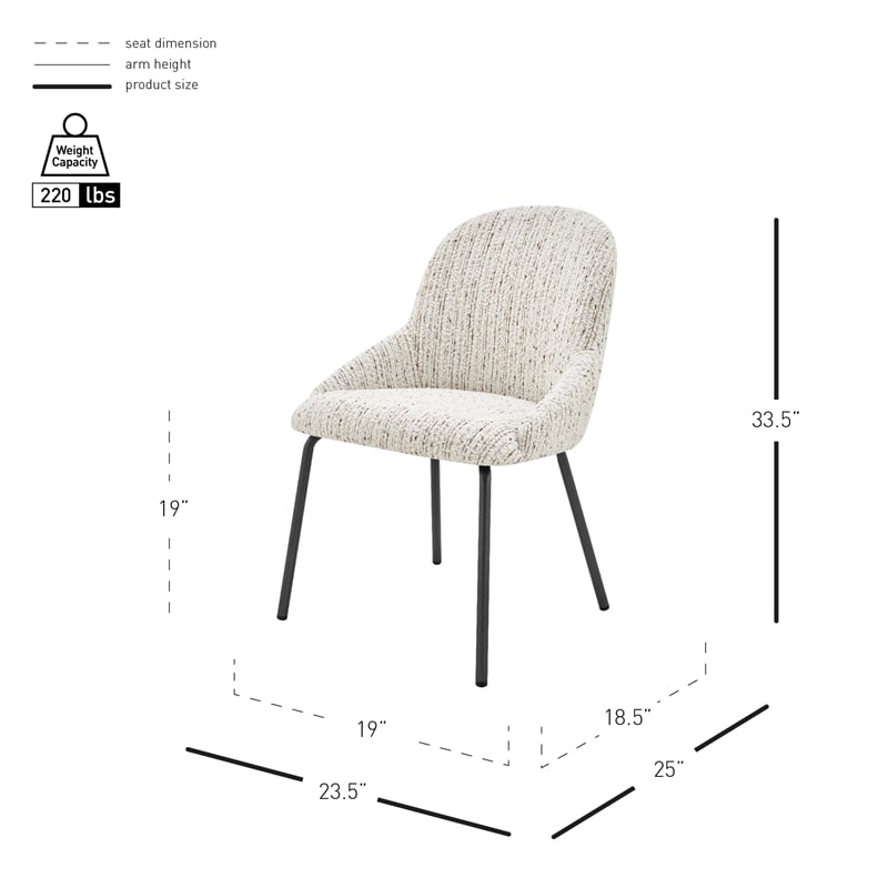 NPD Furniture Katrisa Fabric Dining Side Chair in Zenith White (Set of 2)