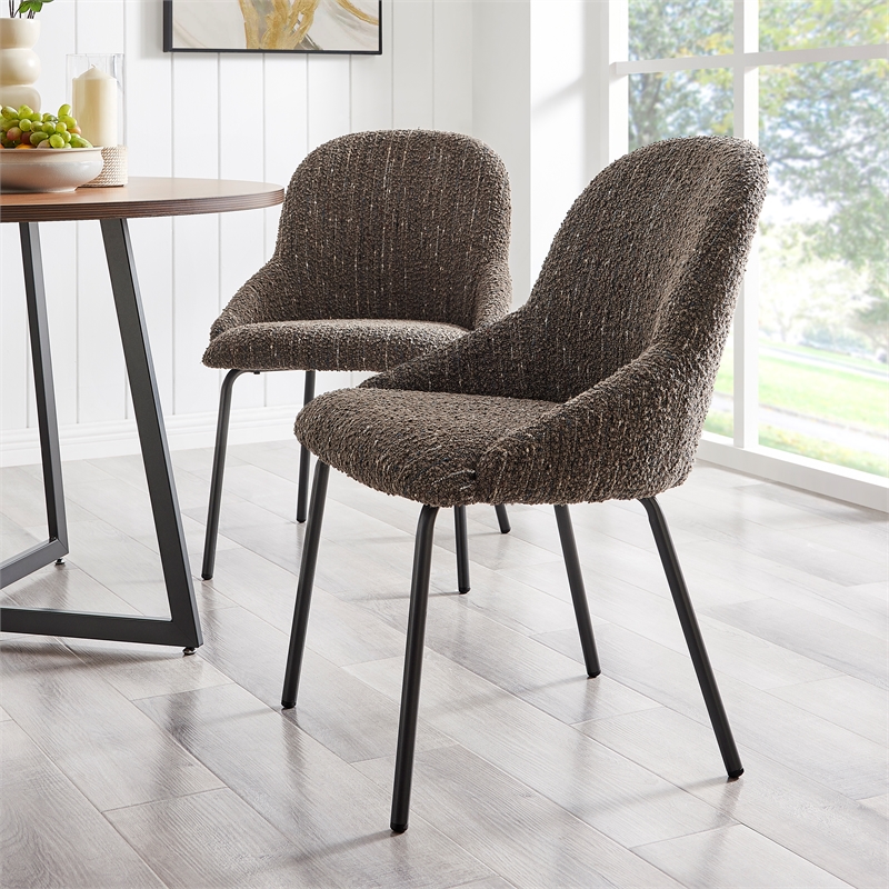 NPD Furniture Katrisa Fabric Dining Side Chair in Zenith Brown (Set of 2)