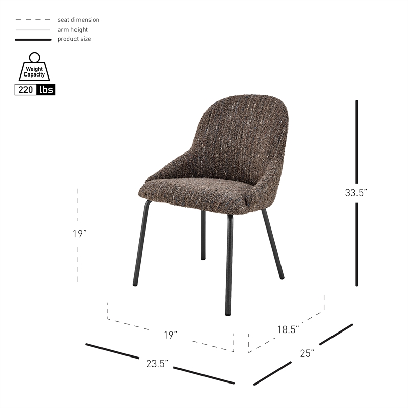 NPD Furniture Katrisa Fabric Dining Side Chair in Zenith Brown (Set of 2)