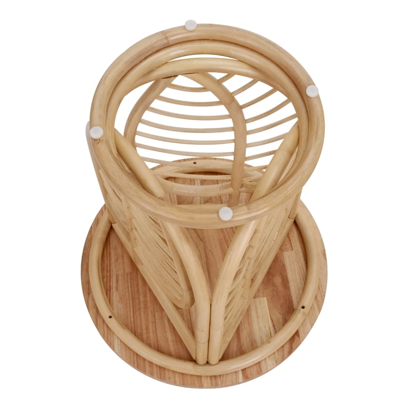 New Pacific Direct Ayra Rattan Side/End Table w/ Wood Top in Natural