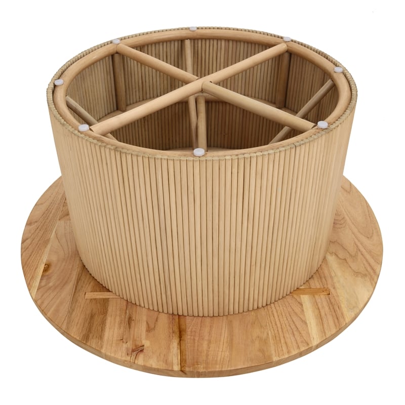 New Pacific Direct Kiefer Rattan Coffee Table w/ Wood Top in Natural