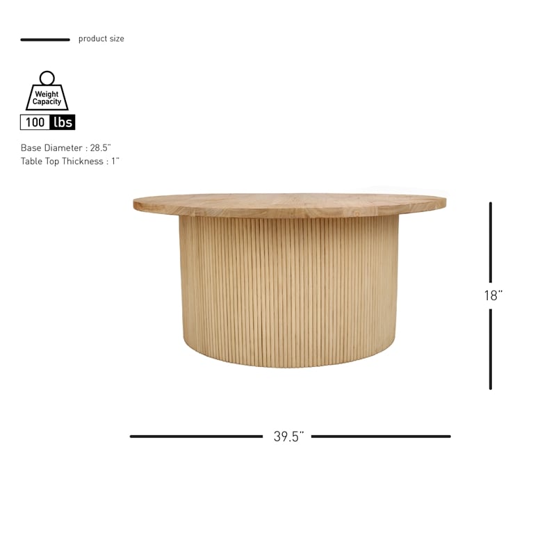 New Pacific Direct Kiefer Rattan Coffee Table w/ Wood Top in Natural