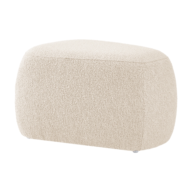 New Pacific Direct Carlese Fabric Small Ottoman in Palladian Beige