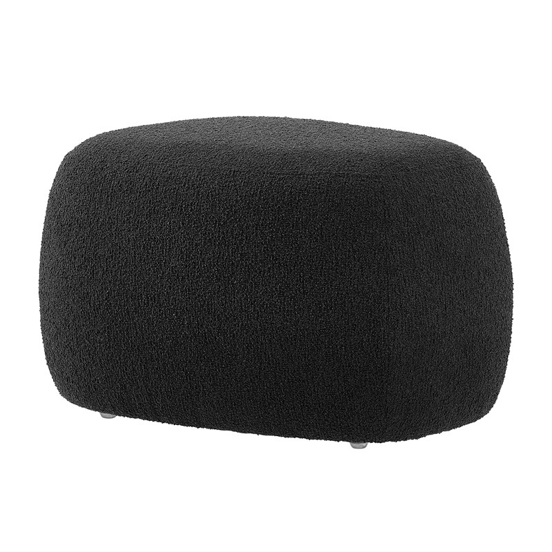 New Pacific Direct Carlese Fabric Small Ottoman in Palladian Charcoal