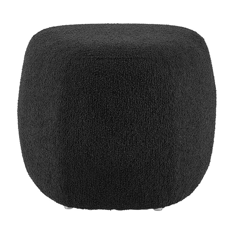 New Pacific Direct Carlese Fabric Small Ottoman in Palladian Charcoal