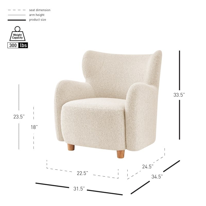 New Pacific Direct Tiffani Fabric Accent Arm Chair in Palladian Beige