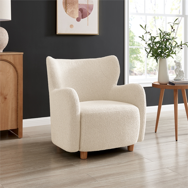 NPD Furniture Tiffani Fabric Accent Arm Chair in Palladian Beige