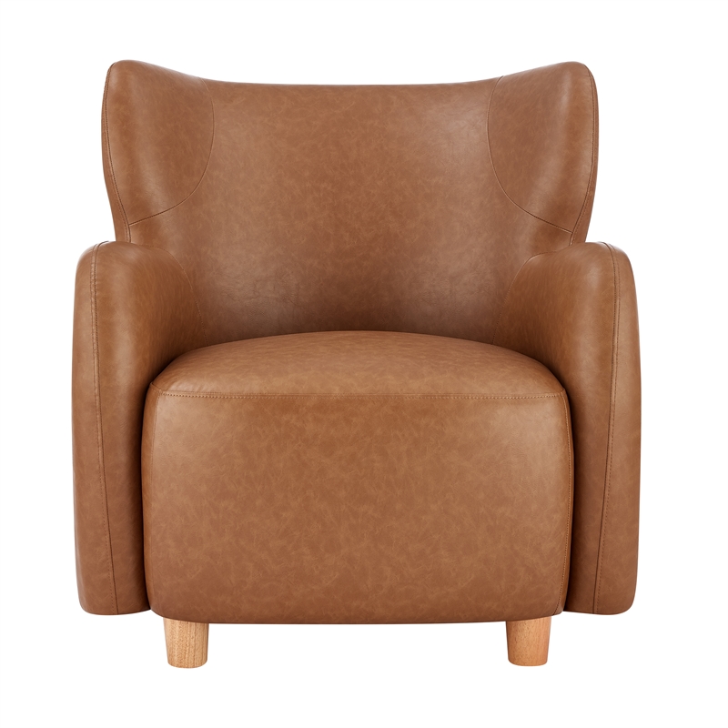 New Pacific Direct Tiffani Faux Leather Accent Arm Chair in Vintage Cider