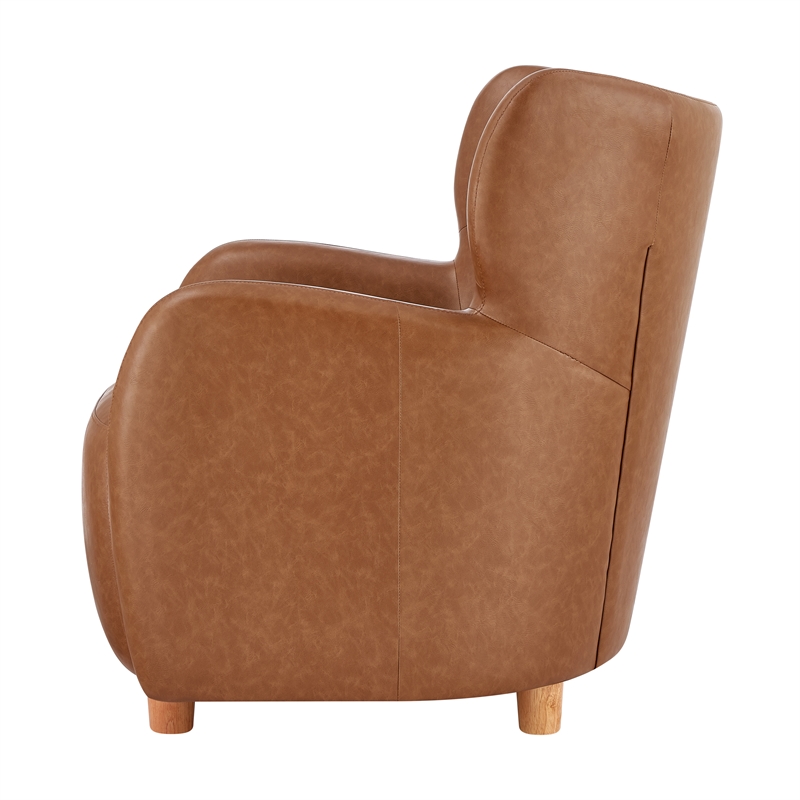 New Pacific Direct Tiffani Faux Leather Accent Arm Chair in Vintage Cider