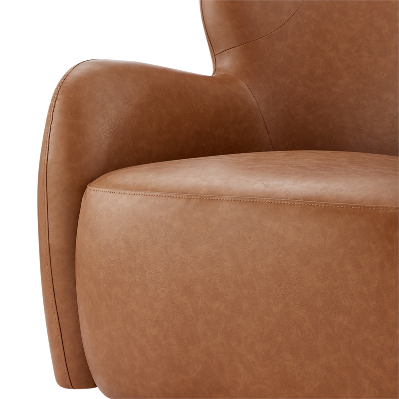 New Pacific Direct Tiffani Faux Leather Accent Arm Chair in Vintage Cider