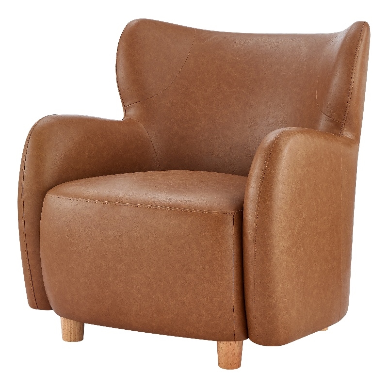 New Pacific Direct Tiffani Faux Leather Accent Arm Chair in Vintage Cider