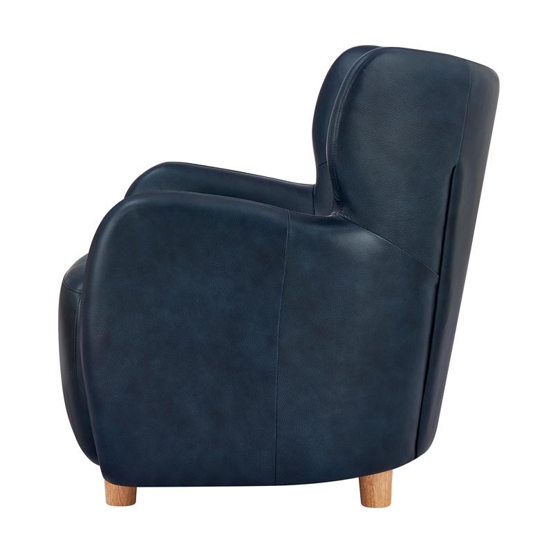 NPD Furniture Tiffani Top Grain Leather Accent Arm Chair in Garrett Blue