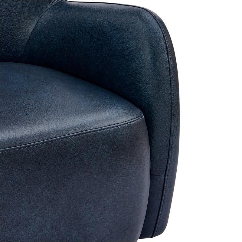 New Pacific Direct Tiffani Top Grain Leather Accent Arm Chair in Garrett Blue