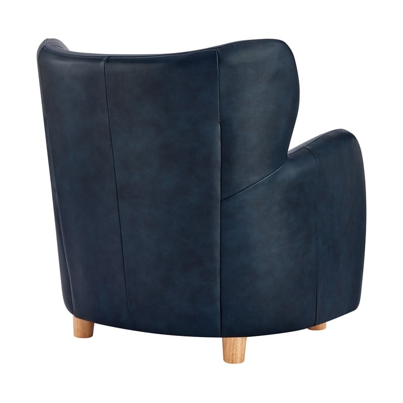 New Pacific Direct Tiffani Top Grain Leather Accent Arm Chair in Garrett Blue