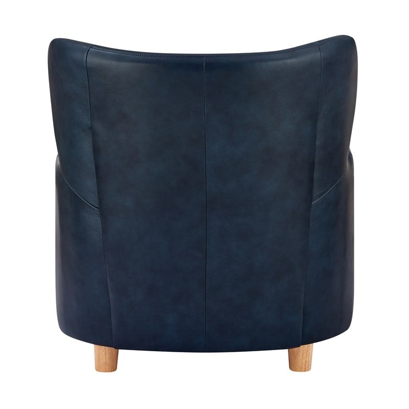 New Pacific Direct Tiffani Top Grain Leather Accent Arm Chair in Garrett Blue