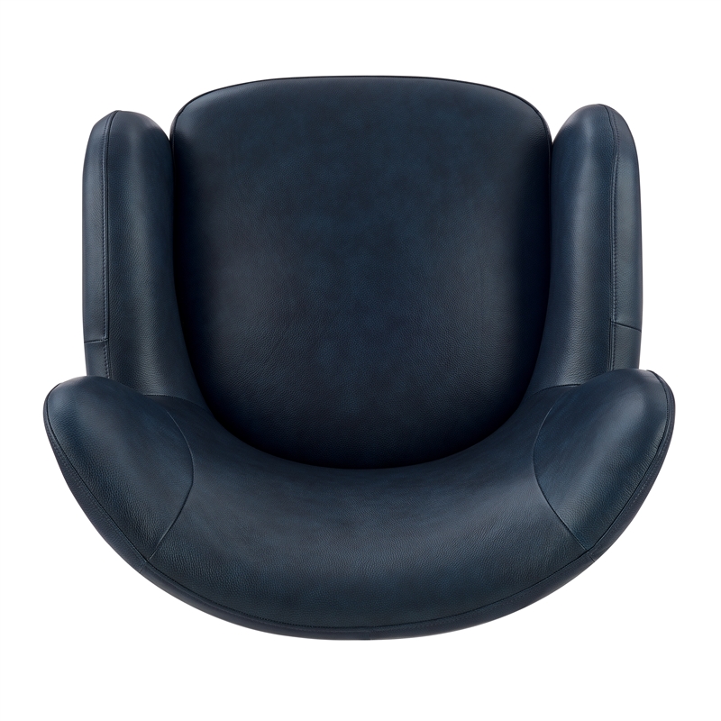 NPD Furniture Tiffani Top Grain Leather Accent Arm Chair in Garrett Blue