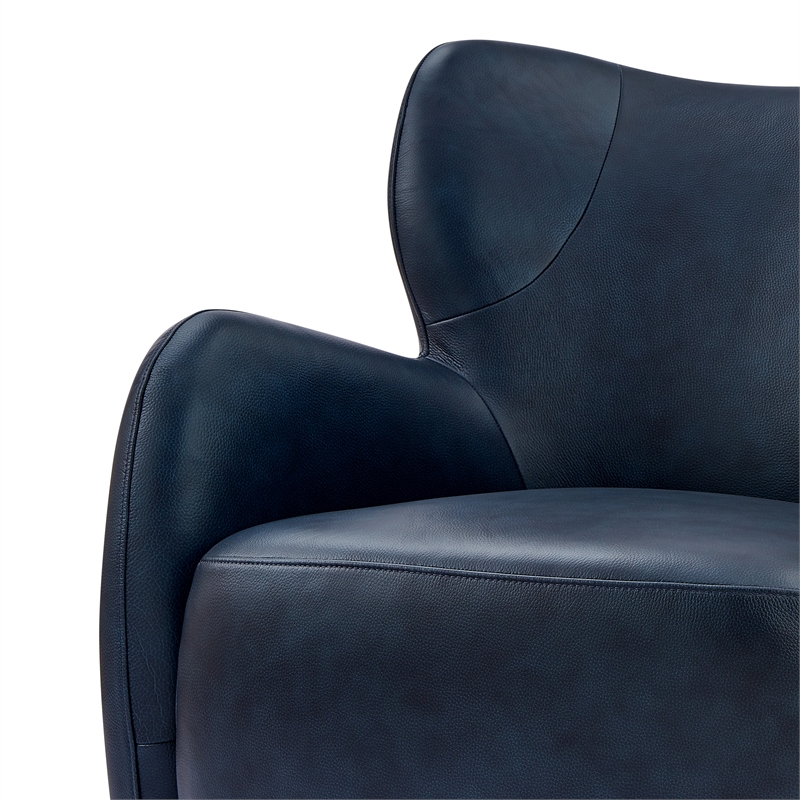 NPD Furniture Tiffani Top Grain Leather Accent Arm Chair in Garrett Blue