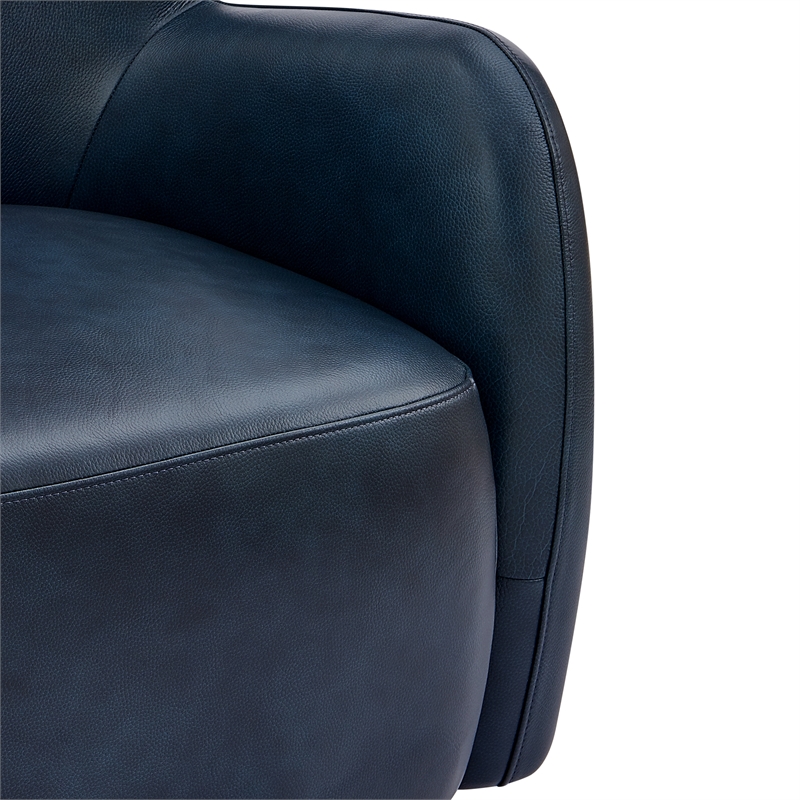 NPD Furniture Tiffani Top Grain Leather Accent Arm Chair in Garrett Blue