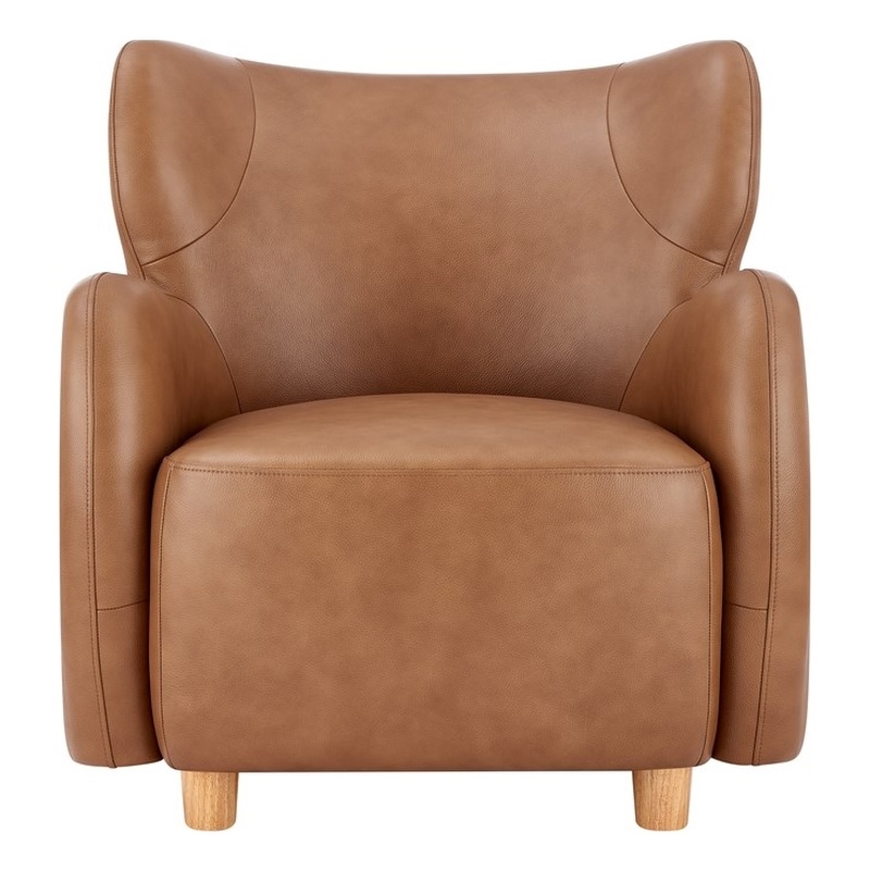 New Pacific Direct Tiffani Top Grain Leather Accent Arm Chair in Garrett Caramel