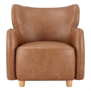 New Pacific Direct Tiffani Top Grain Leather Accent Arm Chair in Garrett Caramel