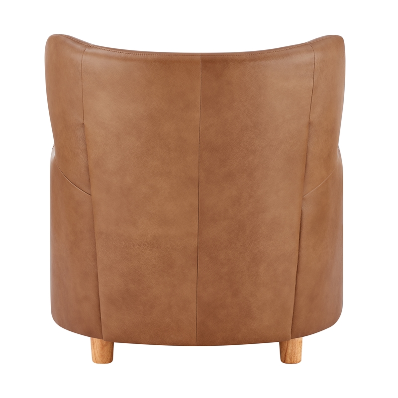 New Pacific Direct Tiffani Top Grain Leather Accent Arm Chair in Garrett Caramel