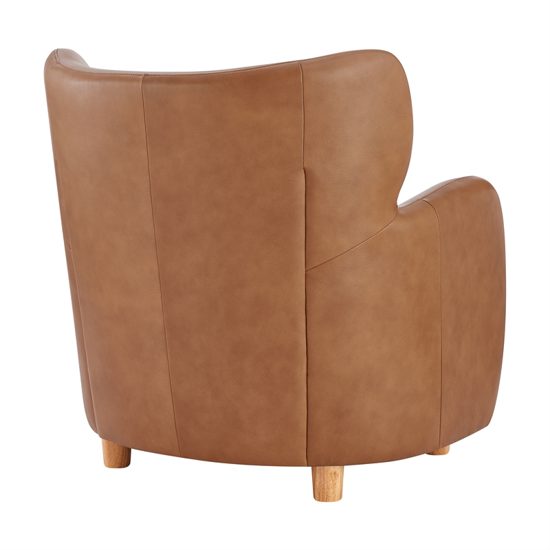 New Pacific Direct Tiffani Top Grain Leather Accent Arm Chair in Garrett Caramel
