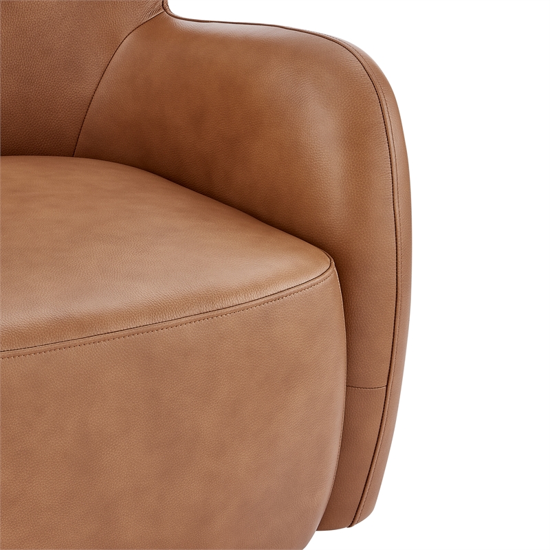 New Pacific Direct Tiffani Top Grain Leather Accent Arm Chair in Garrett Caramel