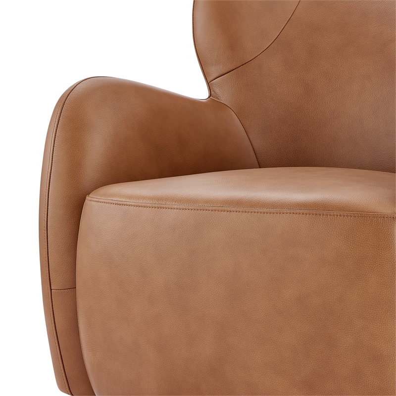 New Pacific Direct Tiffani Top Grain Leather Accent Arm Chair in Garrett Caramel