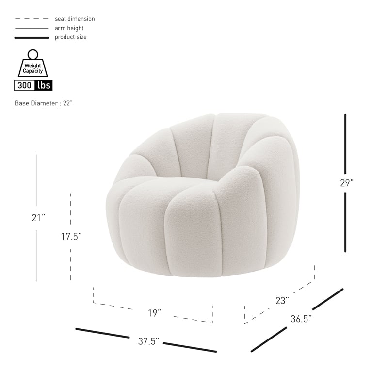 NPD Furniture Callista Fabric Swivel Accent Chair in Monroe White