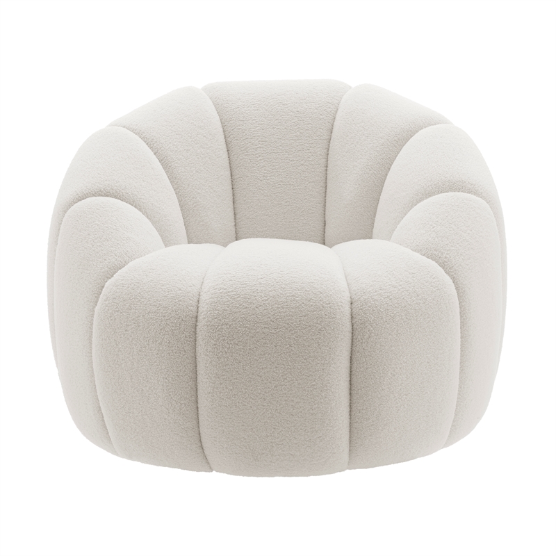 NPD Furniture Callista Fabric Swivel Accent Chair in Monroe White