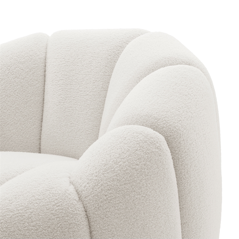 NPD Furniture Callista Fabric Swivel Accent Chair in Monroe White